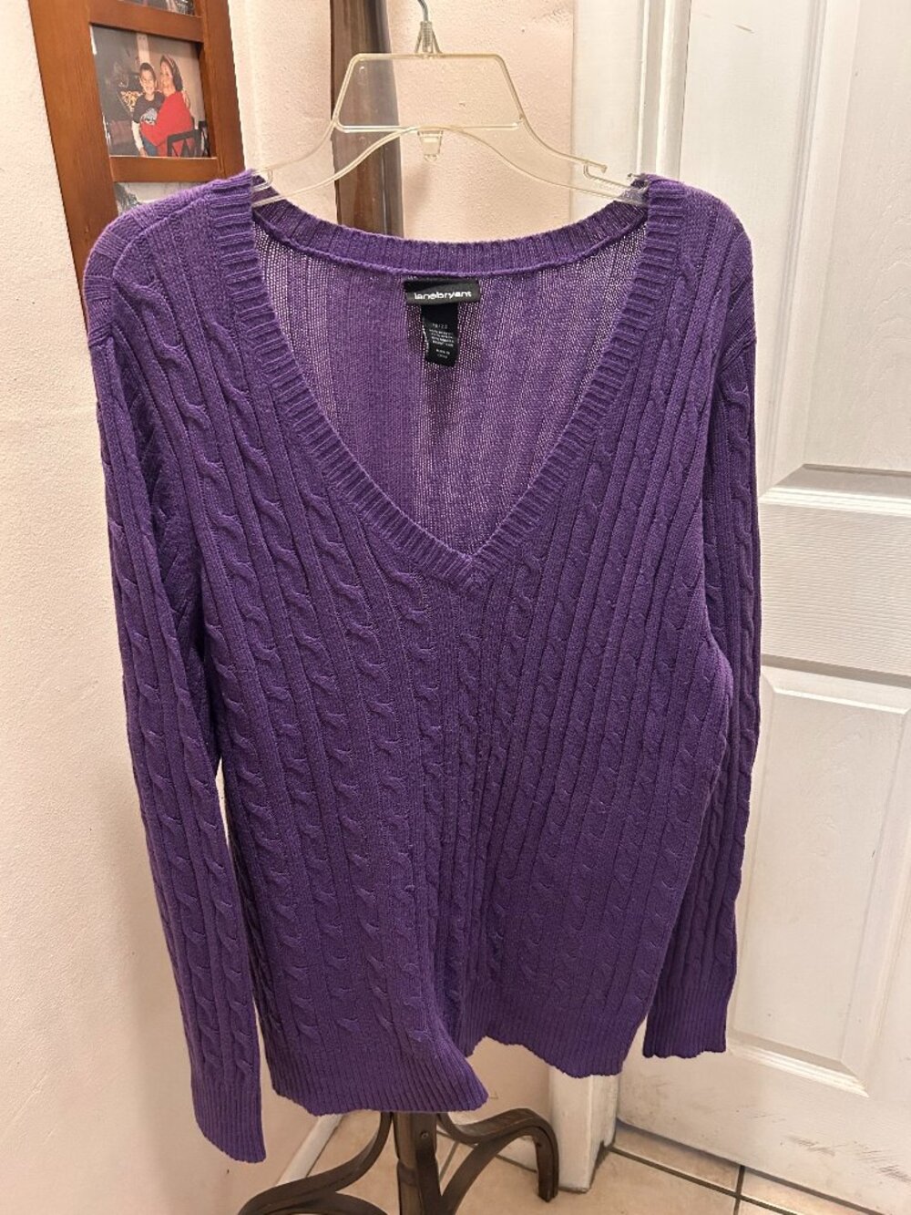 Lane Bryant Purple Cable Knit V Neck Sweater (18/20)